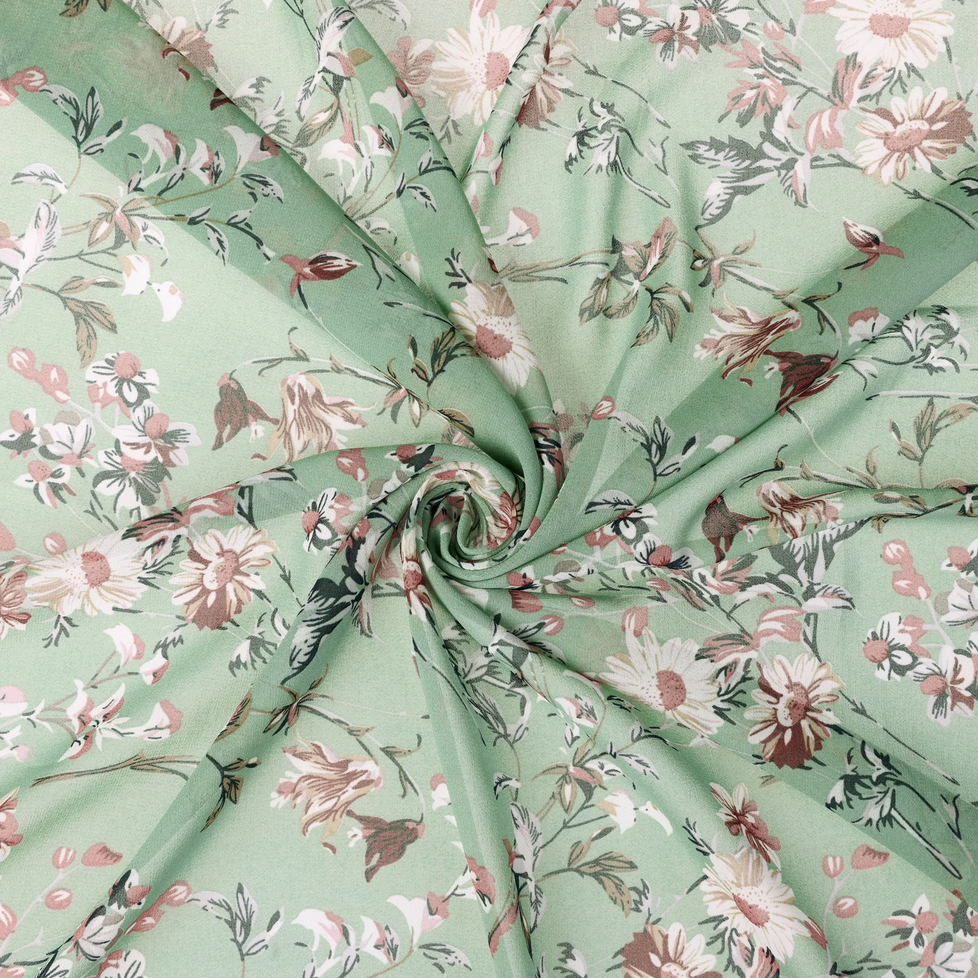 Chiffon Floral Print Square Kerchief Neck Scarf Neckerchief