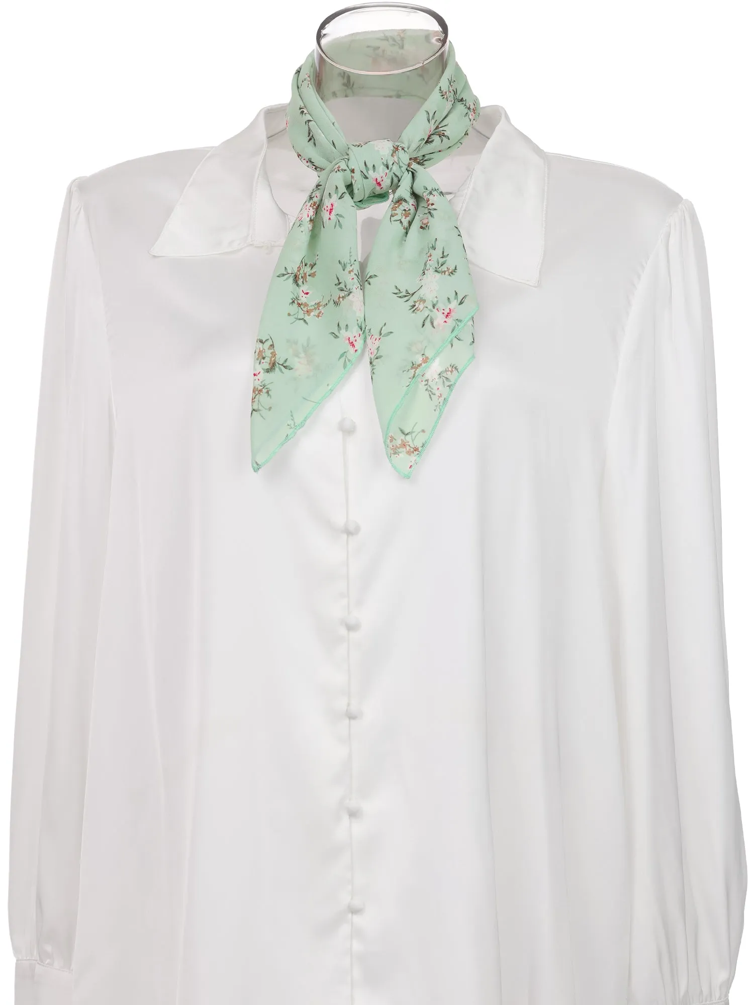 Chiffon Floral Print Square Kerchief Neck Scarf Neckerchief