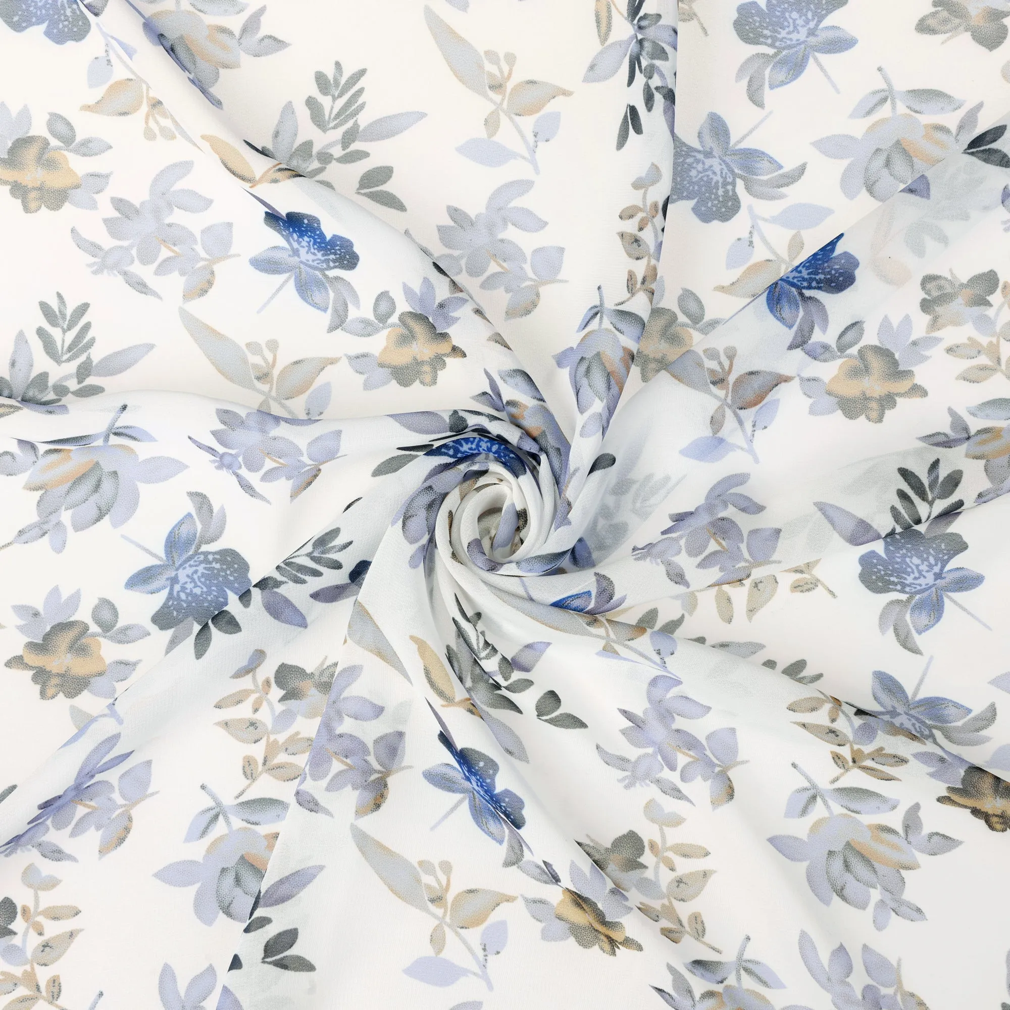 Chiffon Floral Print Square Kerchief Neck Scarf Neckerchief