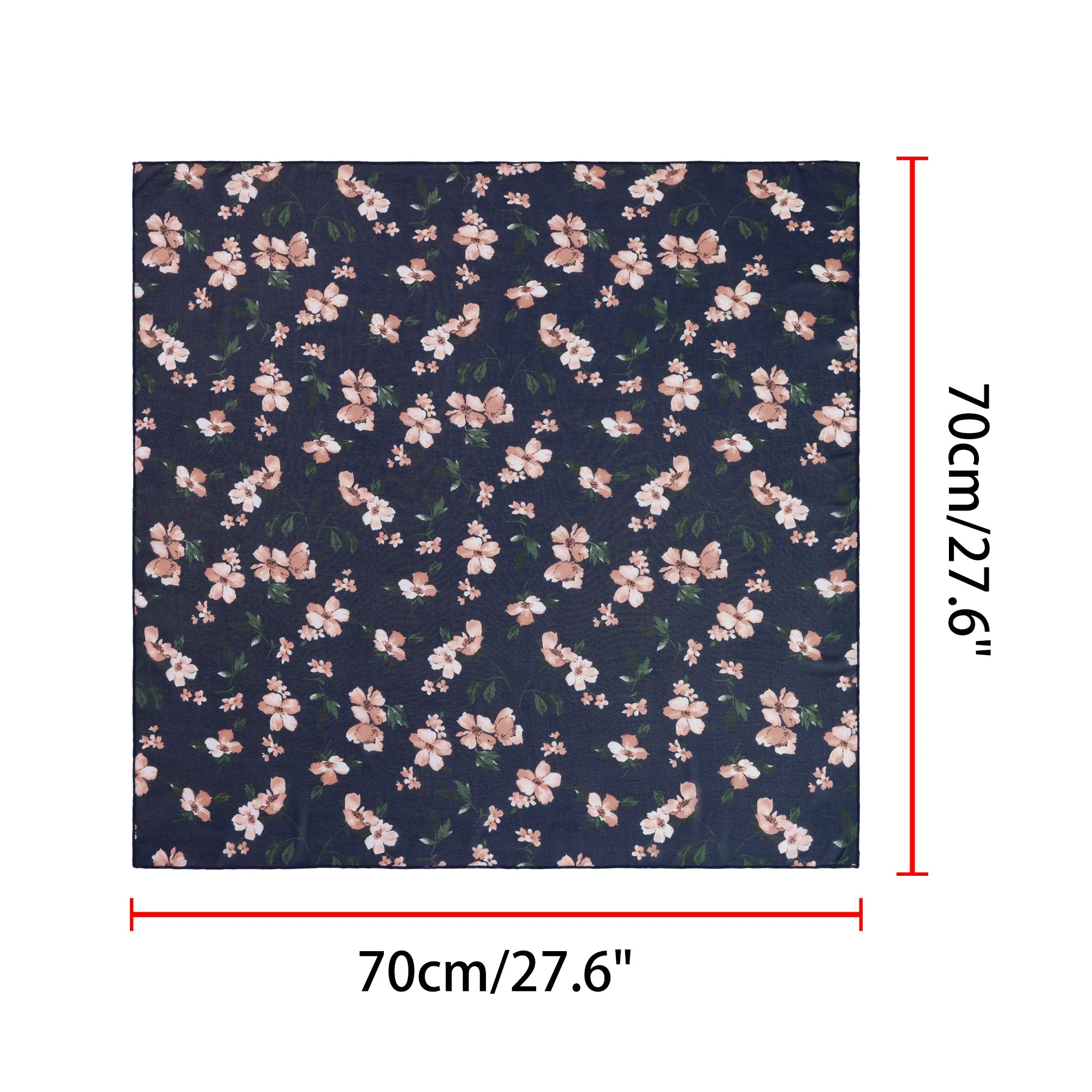 Chiffon Floral Print Square Kerchief Neck Scarf Neckerchief