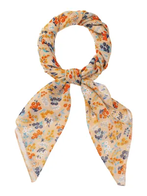 Chiffon Floral Print Square Kerchief Neck Scarf Neckerchief