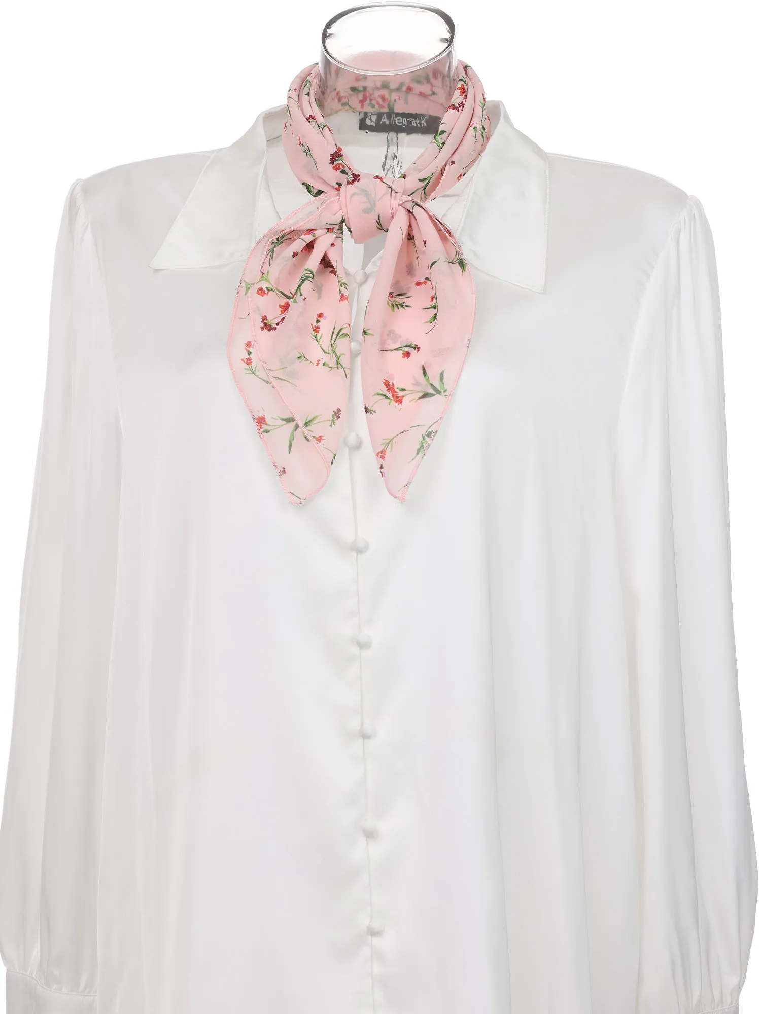 Chiffon Floral Print Square Kerchief Neck Scarf Neckerchief