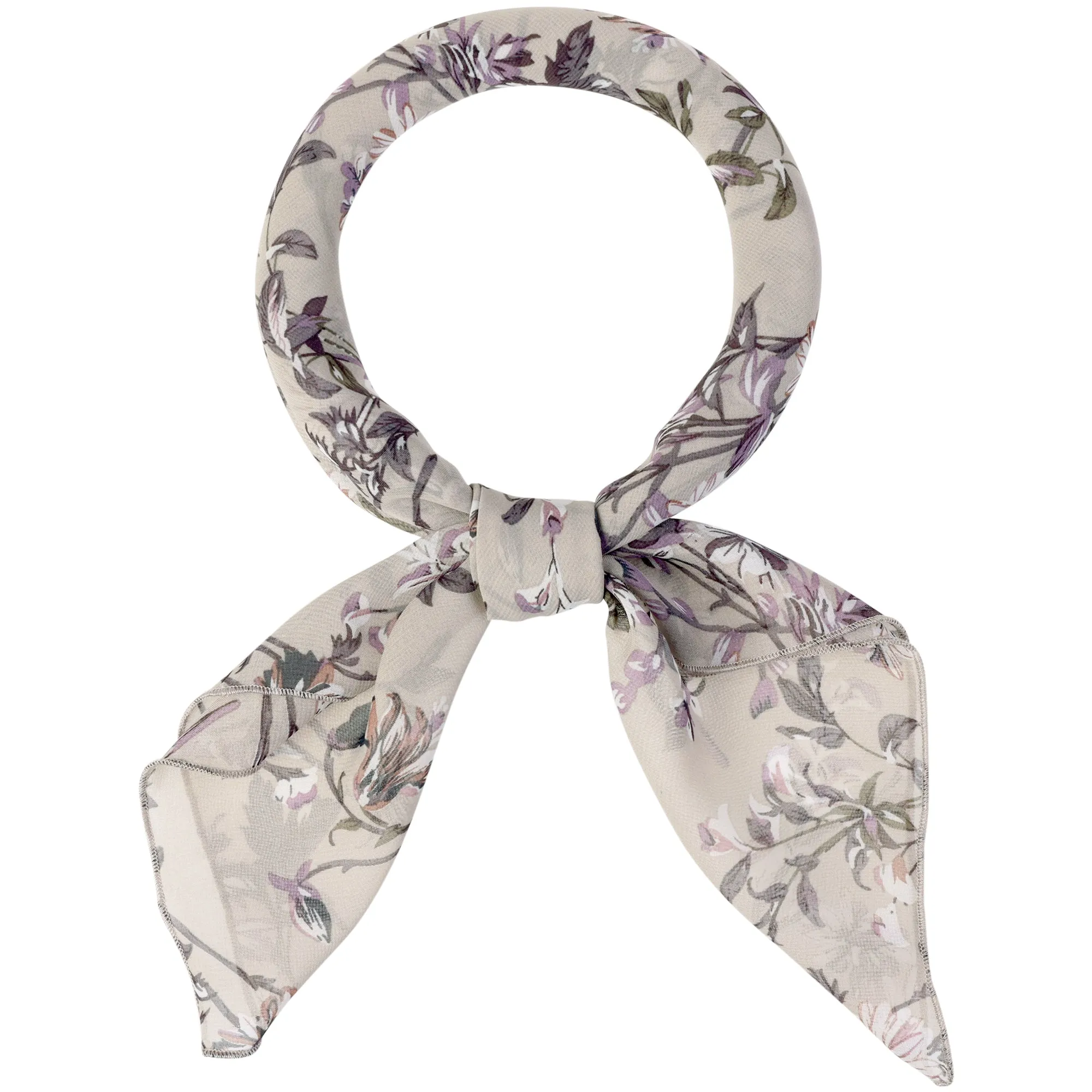 Chiffon Floral Print Square Kerchief Neck Scarf Neckerchief
