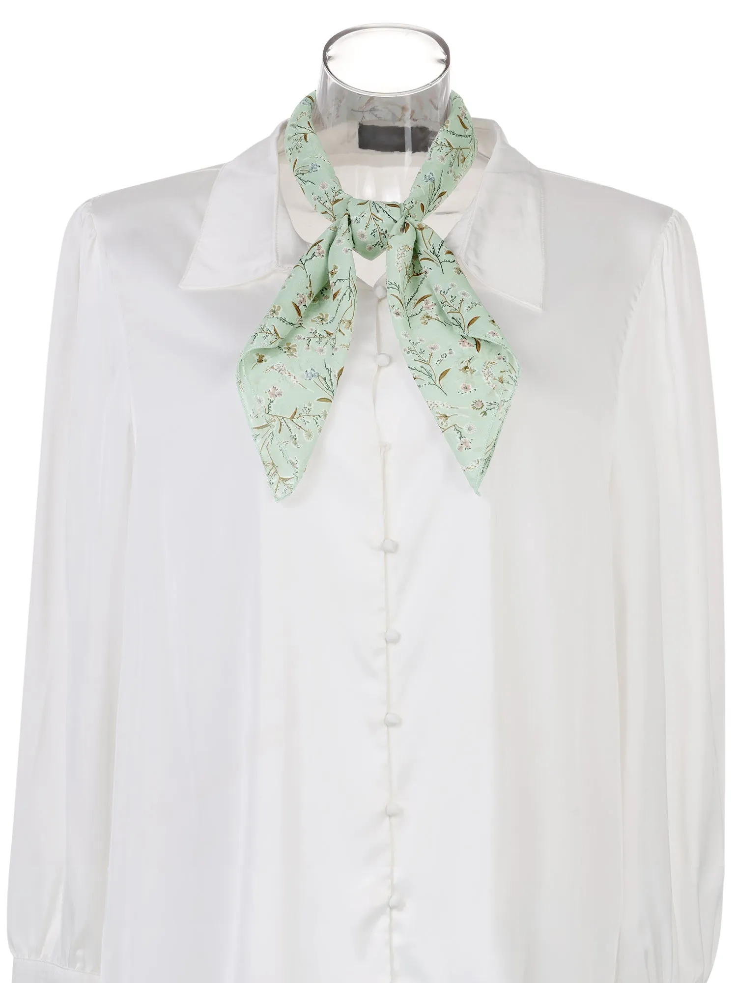 Chiffon Floral Print Square Kerchief Neck Scarf Neckerchief