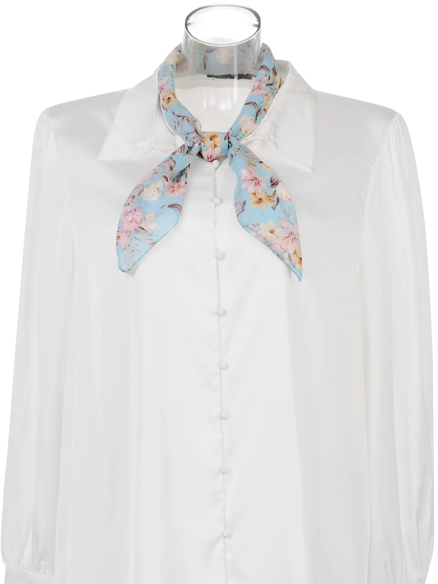 Chiffon Floral Print Square Kerchief Neck Scarf Neckerchief