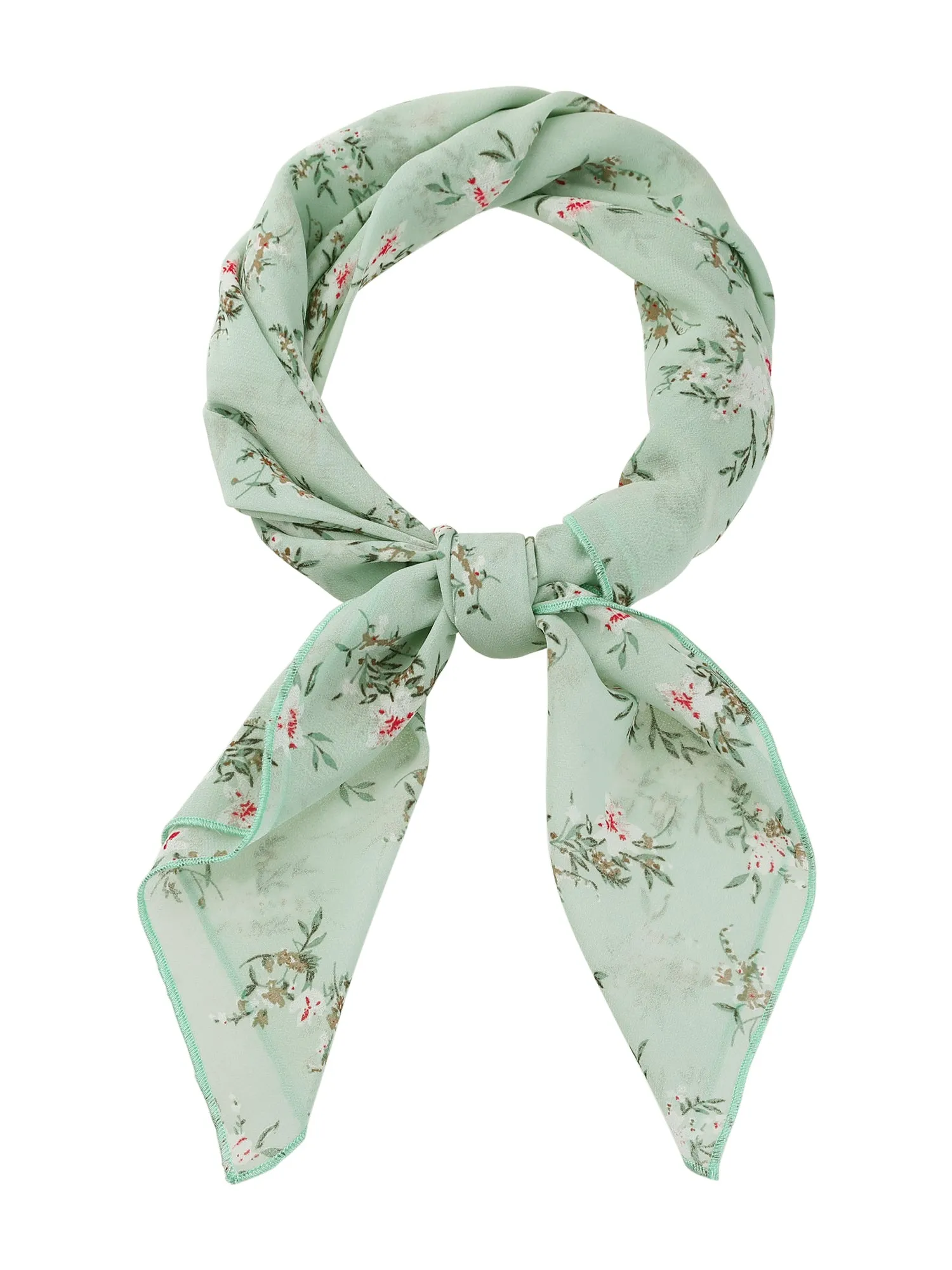 Chiffon Floral Print Square Kerchief Neck Scarf Neckerchief
