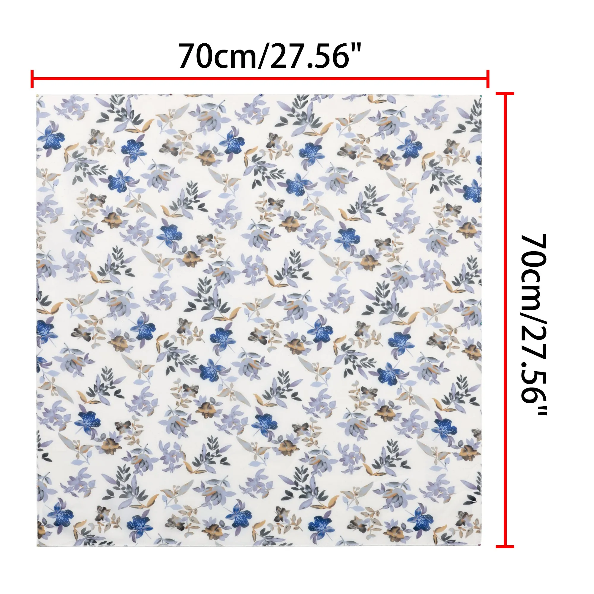 Chiffon Floral Print Square Kerchief Neck Scarf Neckerchief