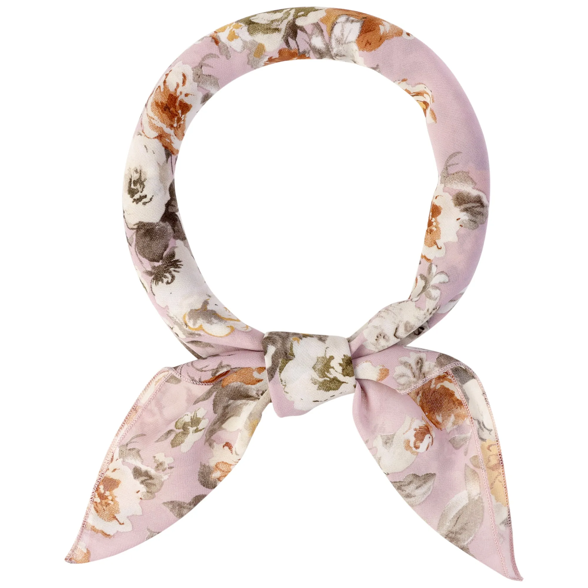 Chiffon Floral Print Square Kerchief Neck Scarf Neckerchief