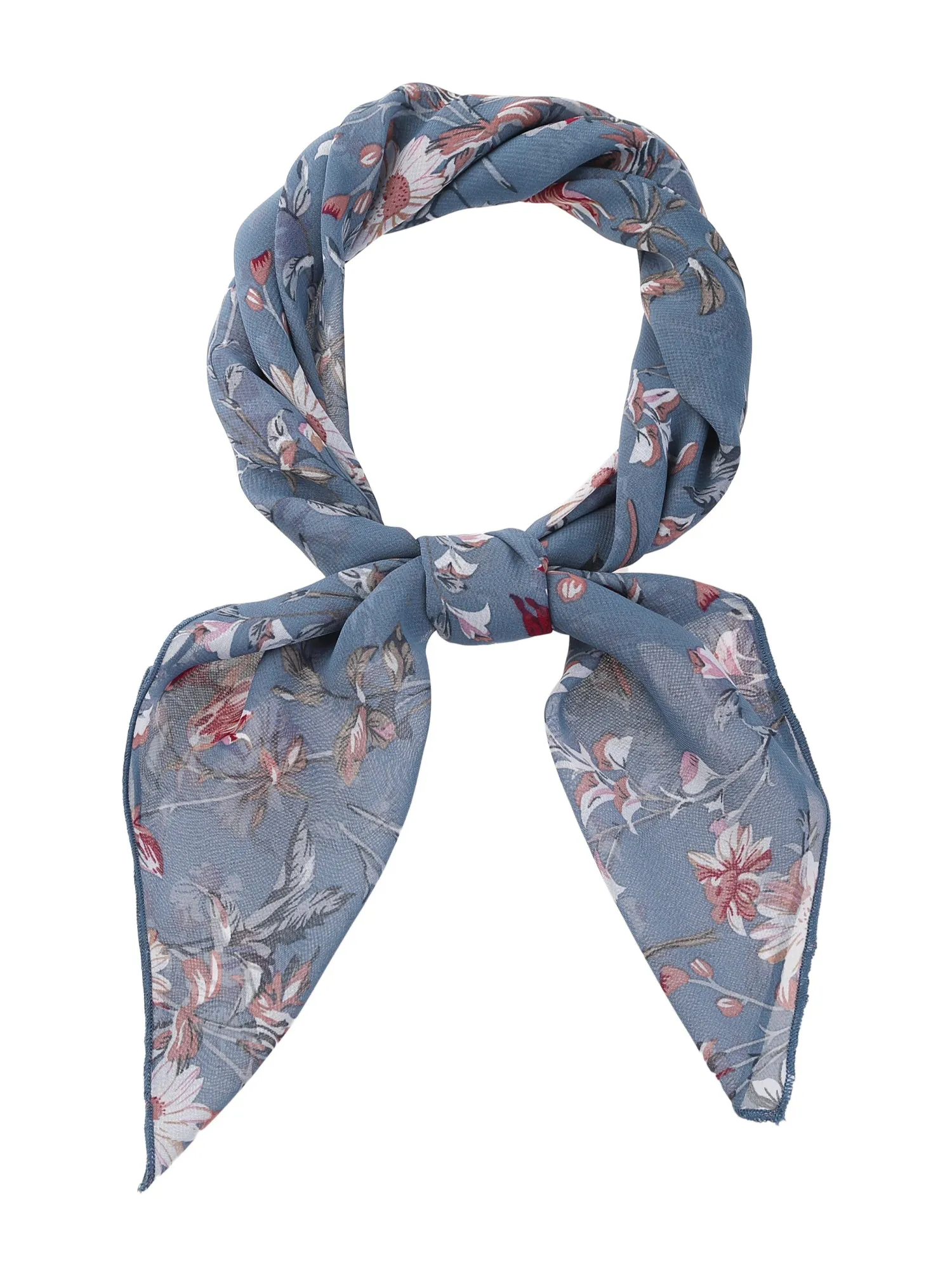 Chiffon Floral Print Square Kerchief Neck Scarf Neckerchief