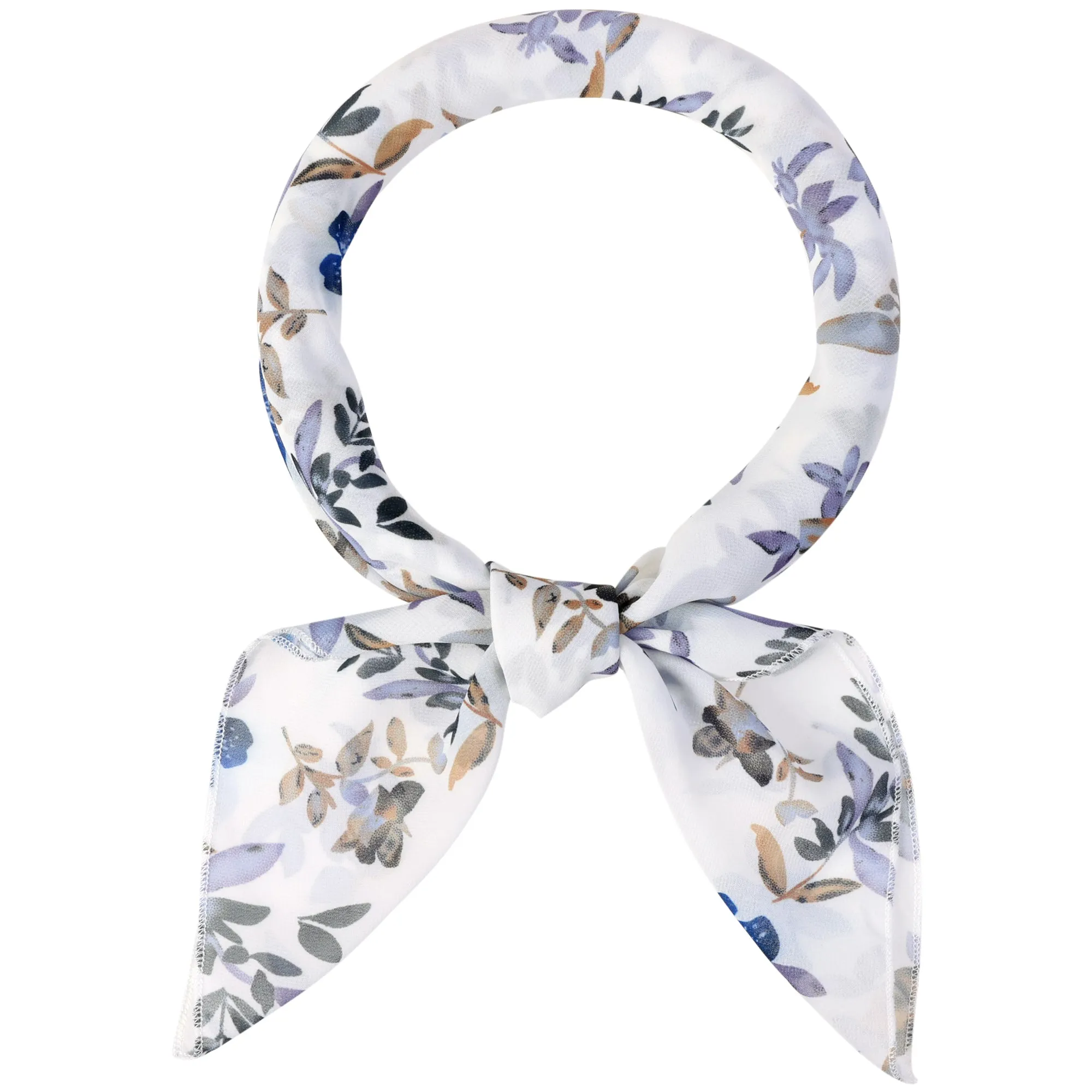 Chiffon Floral Print Square Kerchief Neck Scarf Neckerchief