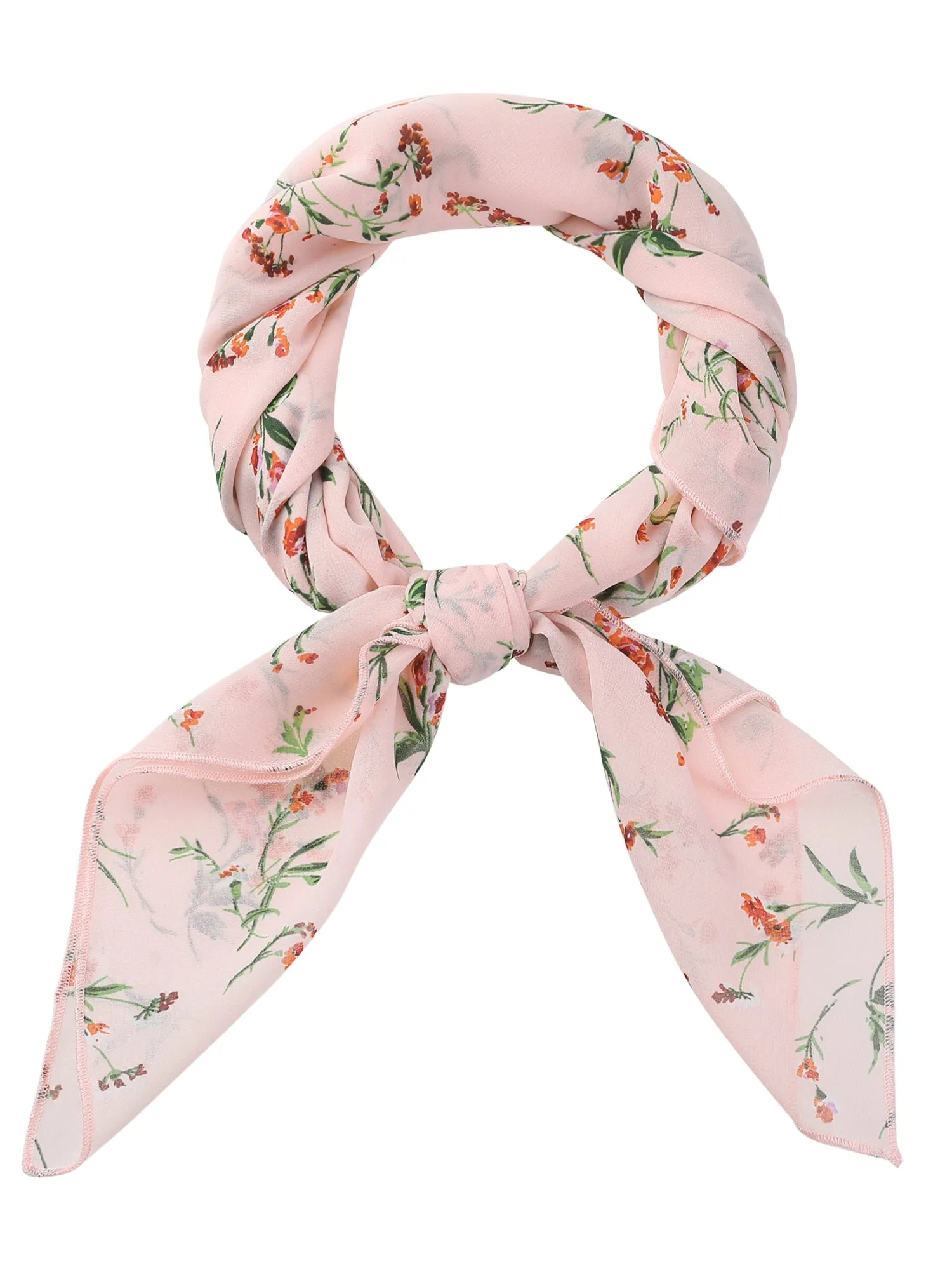 Chiffon Floral Print Square Kerchief Neck Scarf Neckerchief