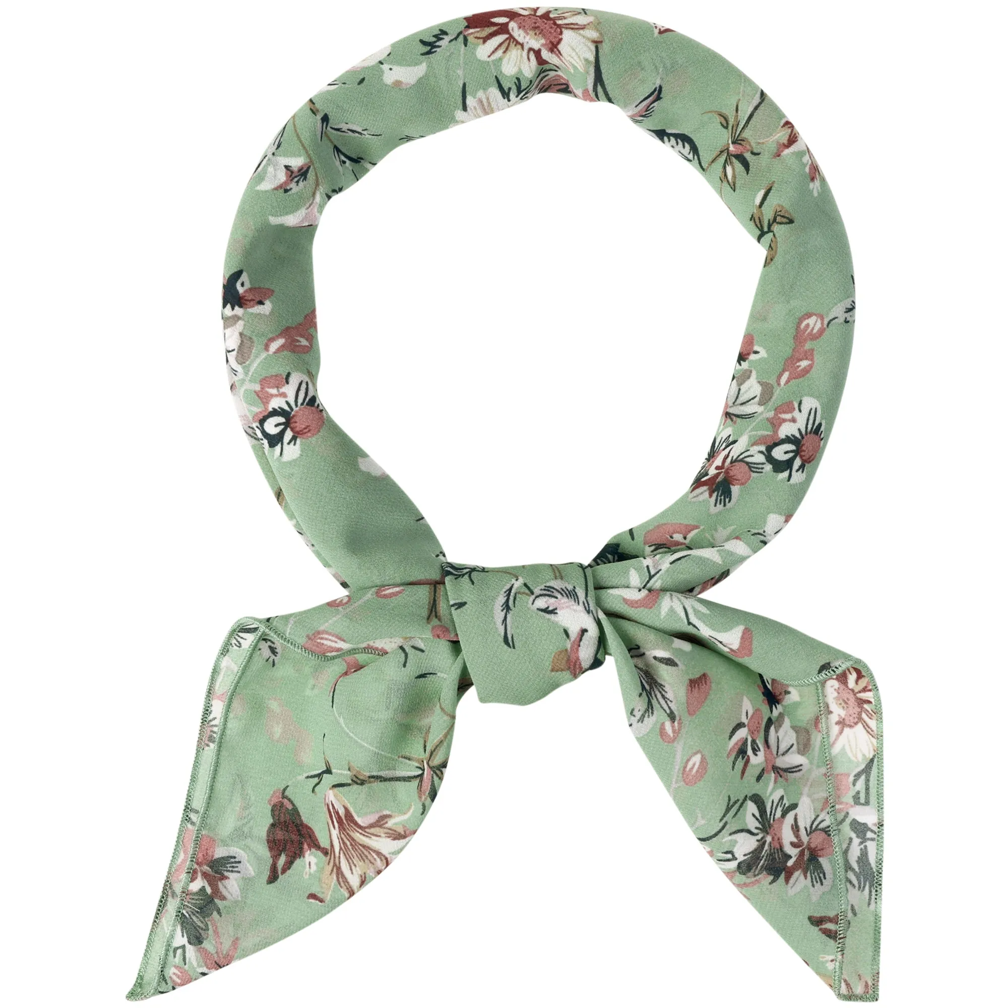 Chiffon Floral Print Square Kerchief Neck Scarf Neckerchief