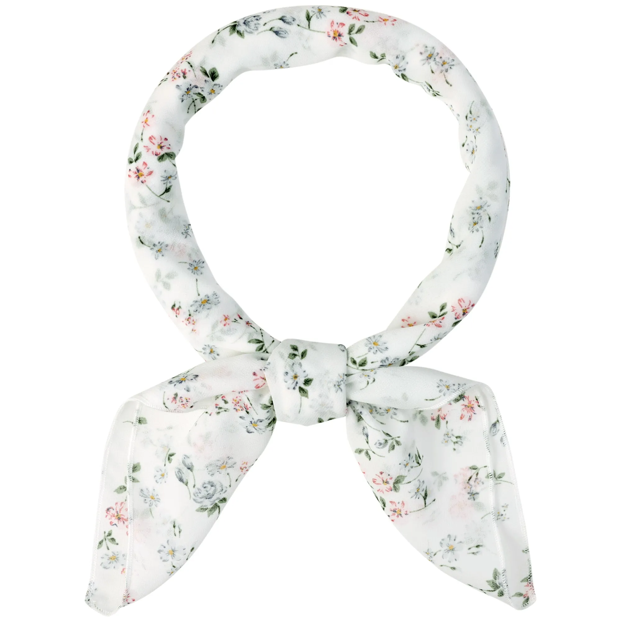 Chiffon Floral Print Square Kerchief Neck Scarf Neckerchief