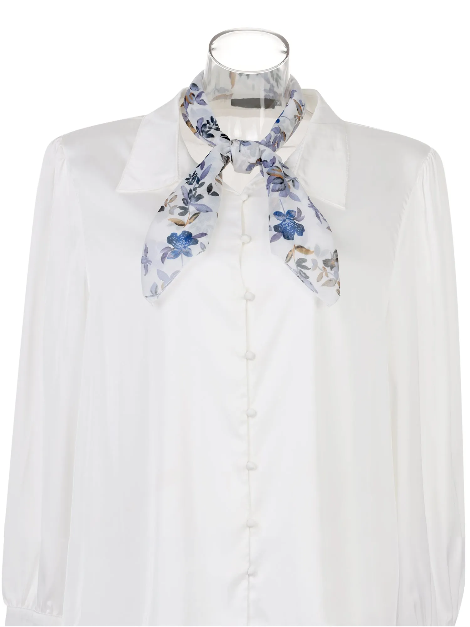 Chiffon Floral Print Square Kerchief Neck Scarf Neckerchief