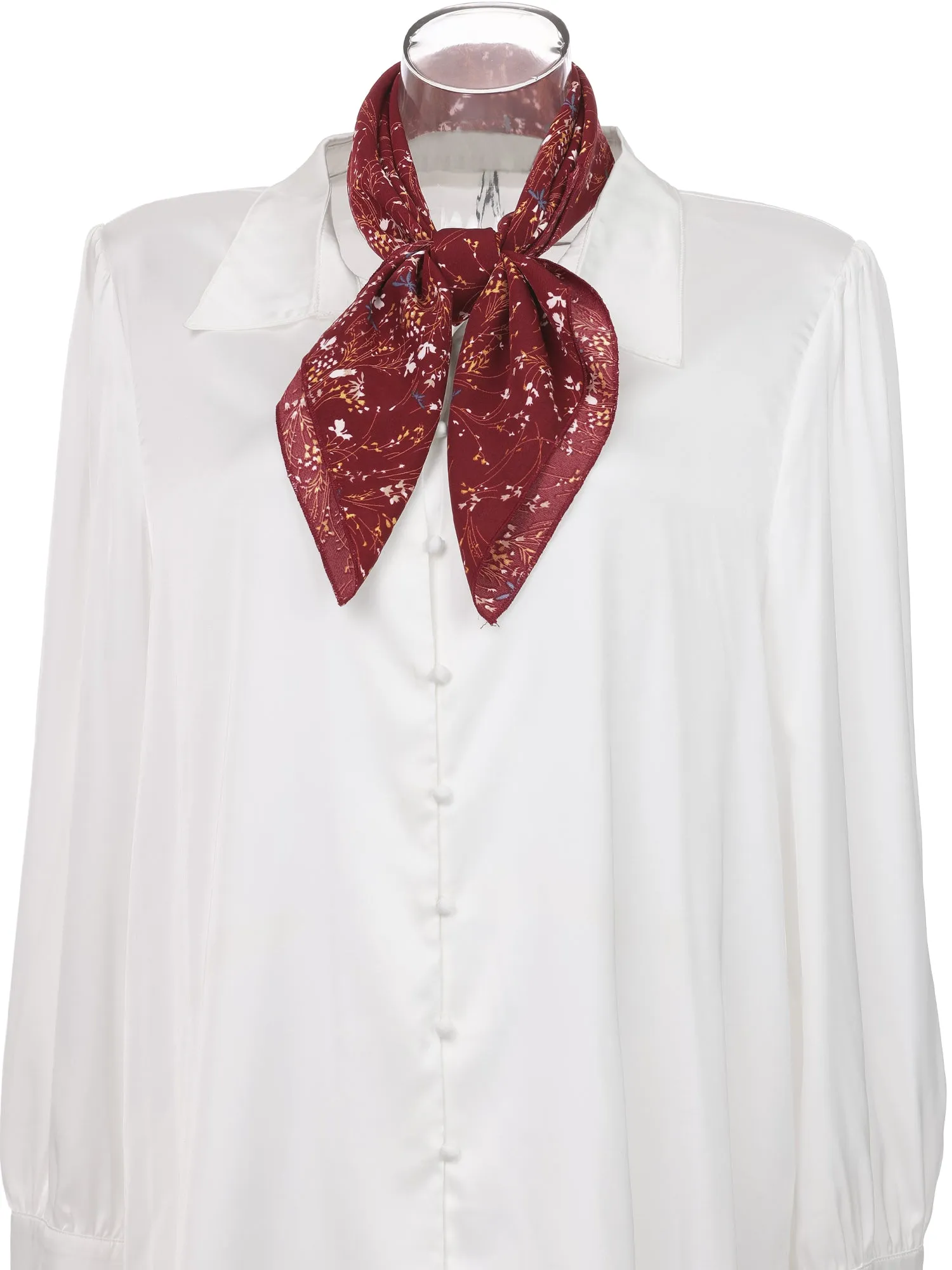 Chiffon Floral Print Square Kerchief Neck Scarf Neckerchief