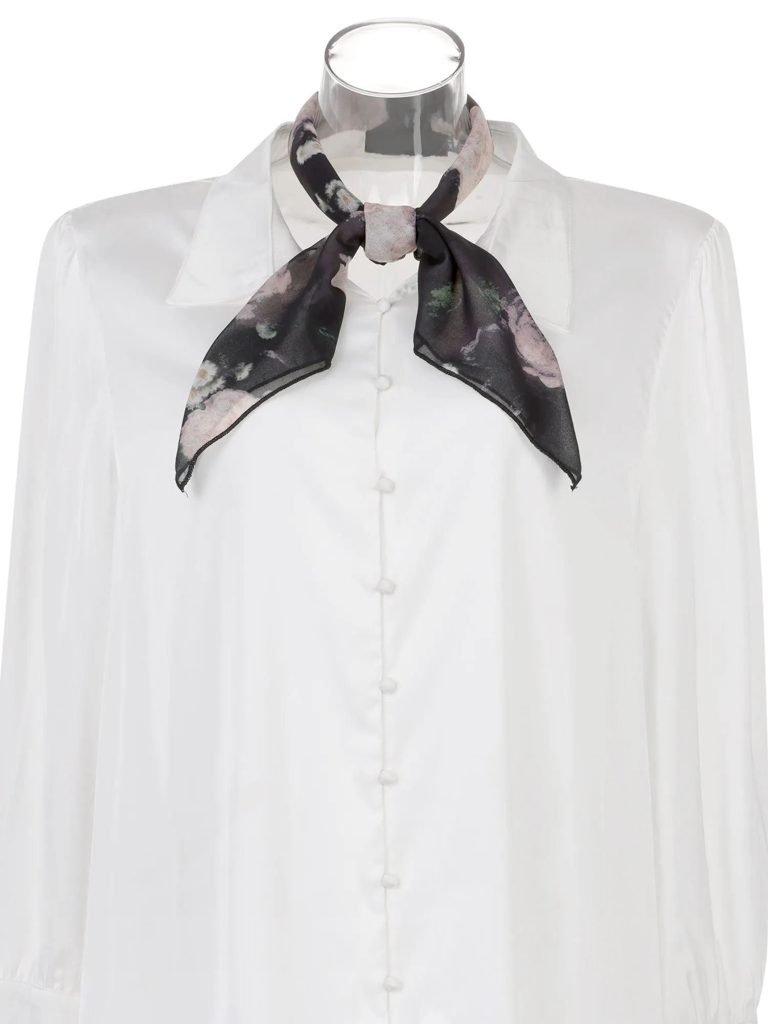 Chiffon Floral Print Square Kerchief Neck Scarf Neckerchief