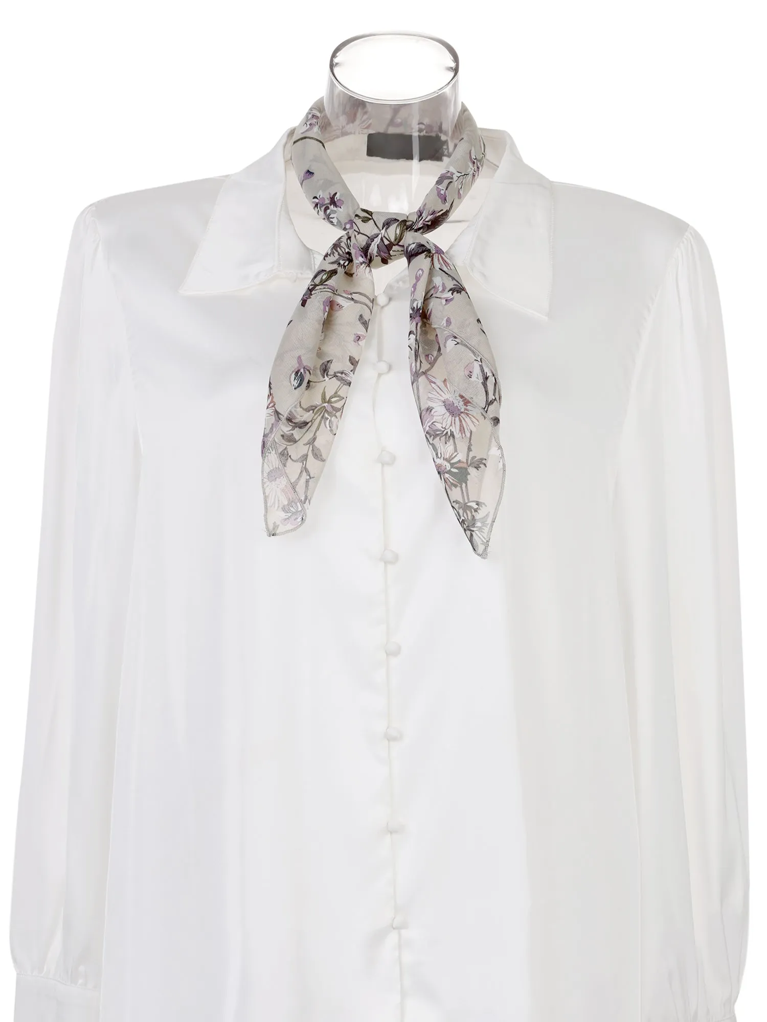 Chiffon Floral Print Square Kerchief Neck Scarf Neckerchief