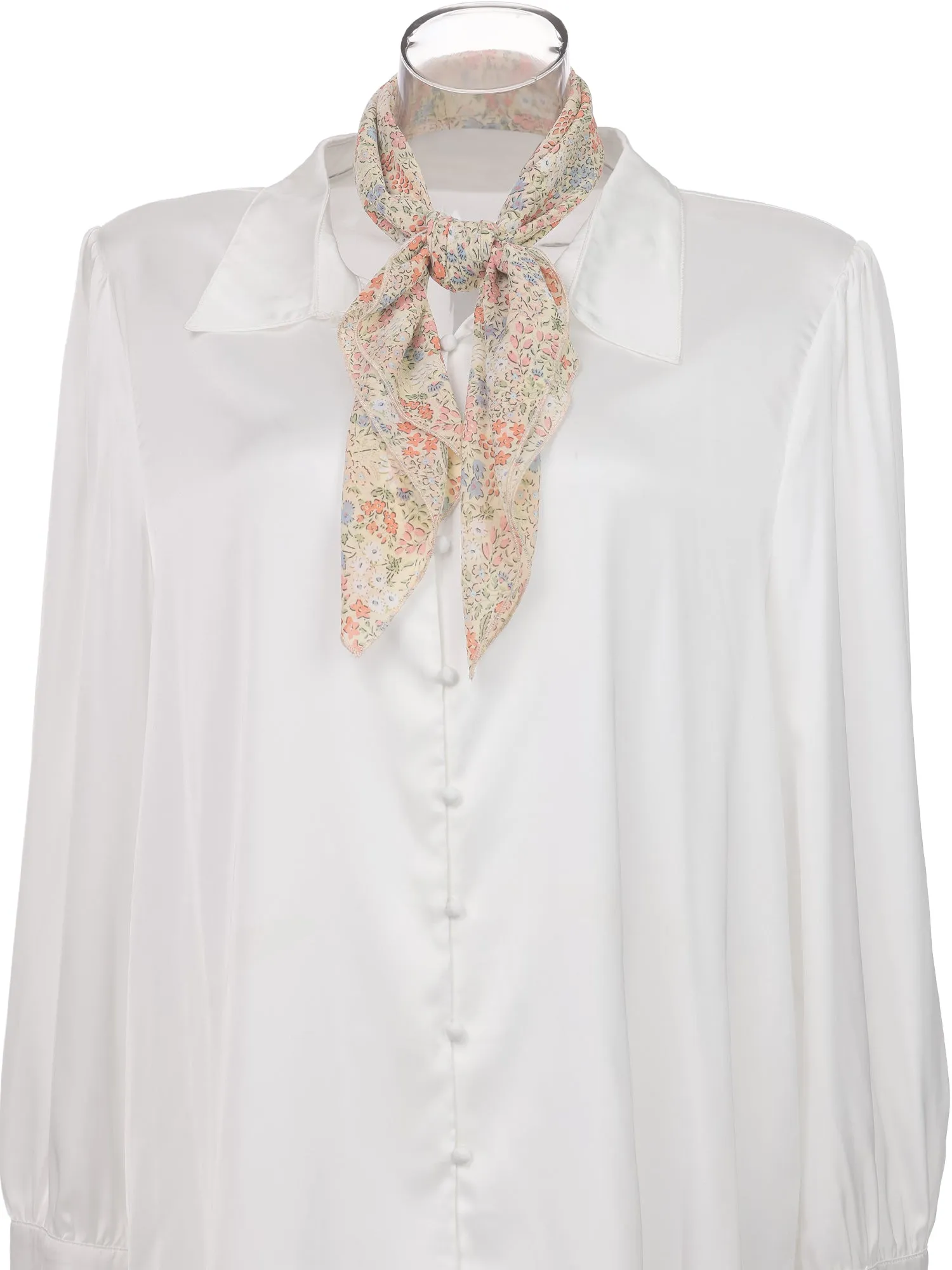 Chiffon Floral Print Square Kerchief Neck Scarf Neckerchief