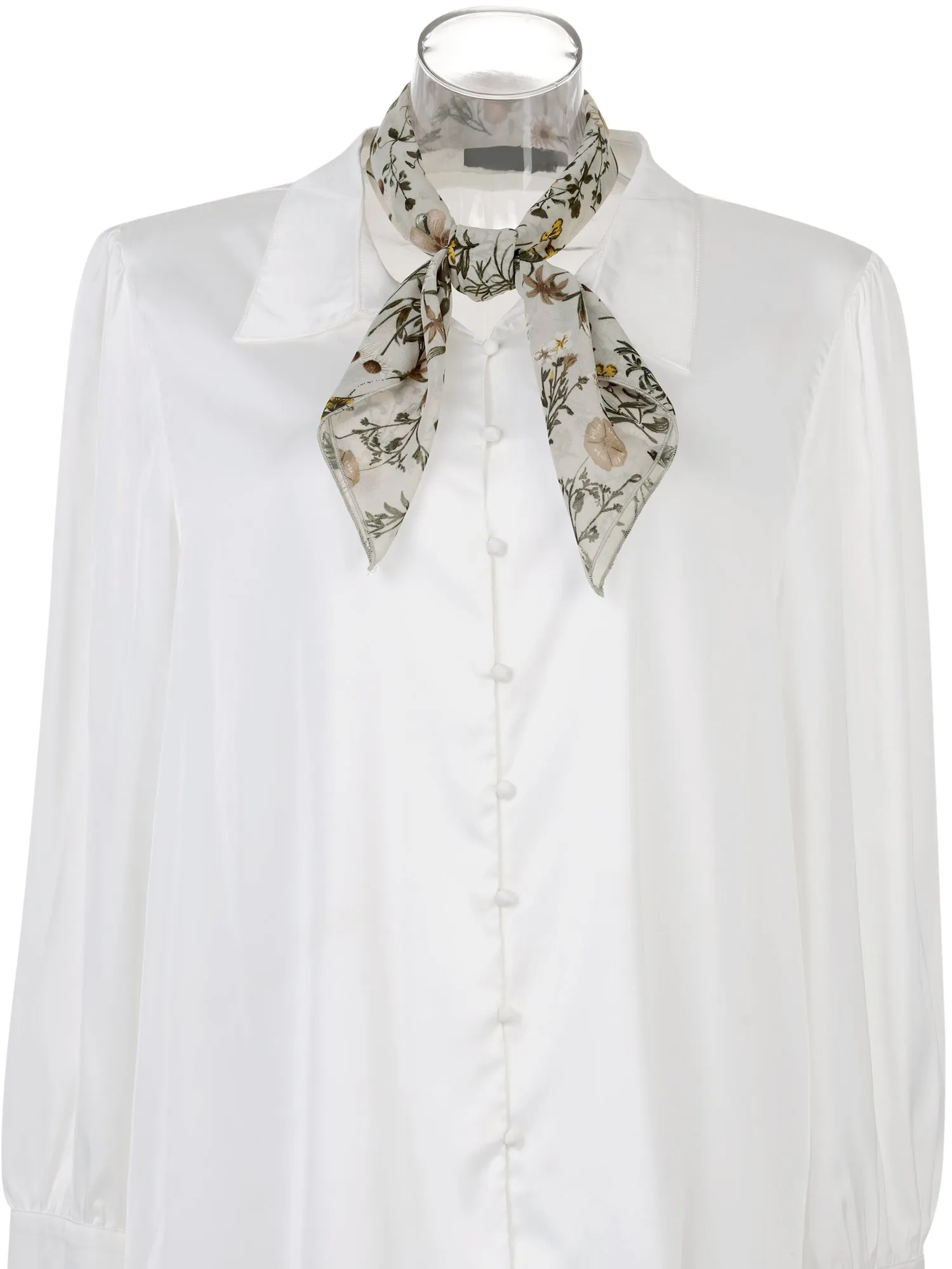 Chiffon Floral Print Square Kerchief Neck Scarf Neckerchief