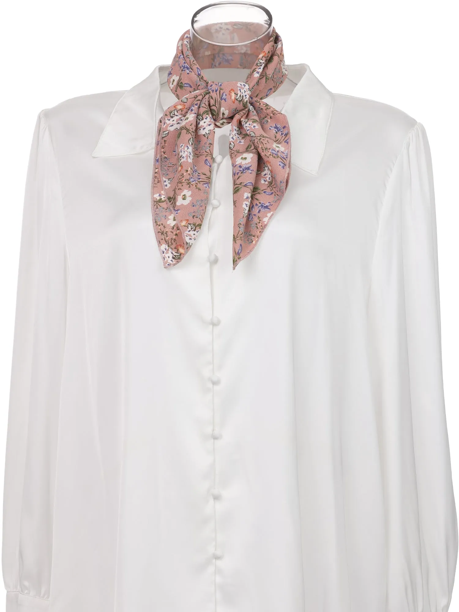 Chiffon Floral Print Square Kerchief Neck Scarf Neckerchief