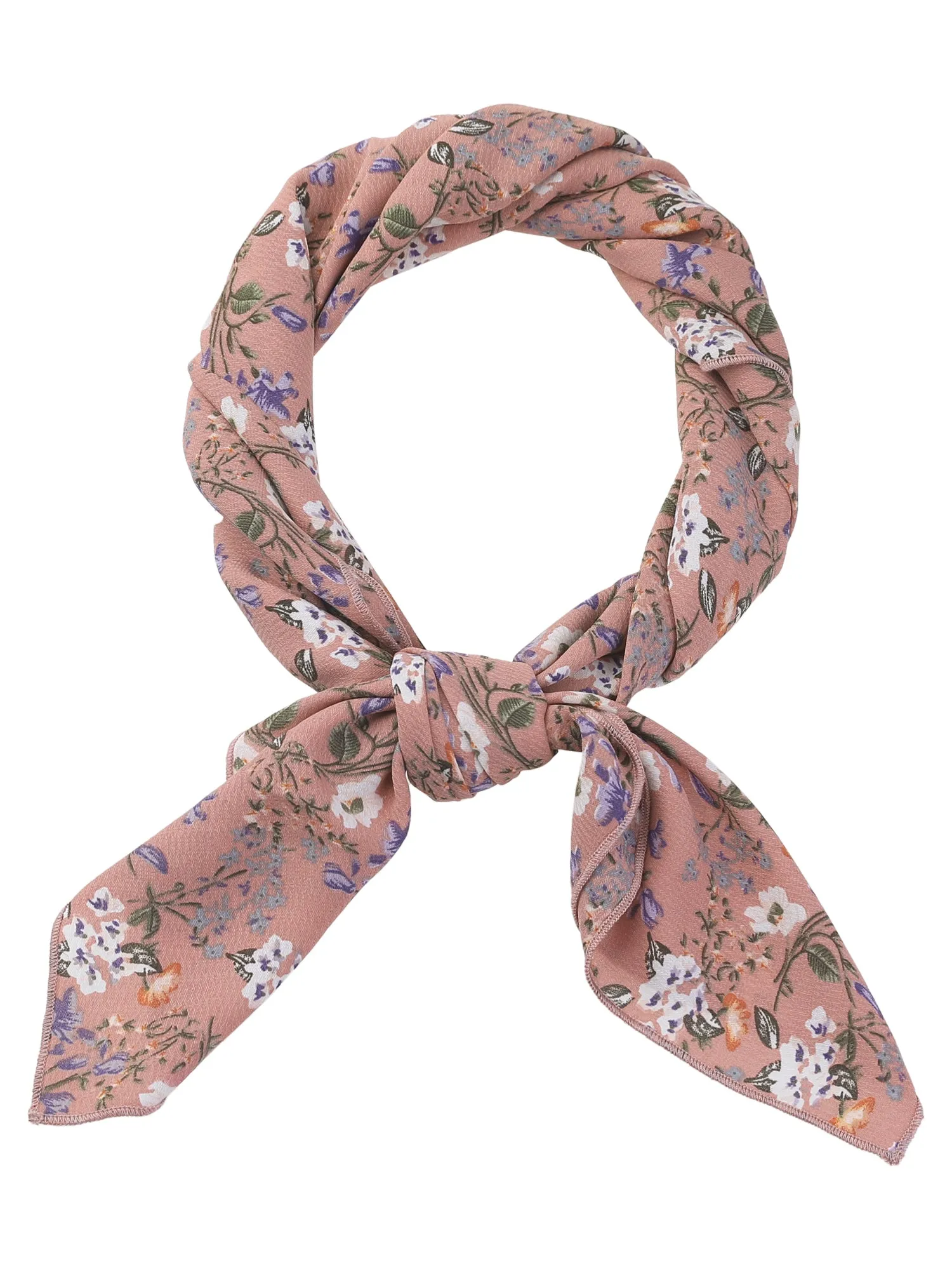 Chiffon Floral Print Square Kerchief Neck Scarf Neckerchief