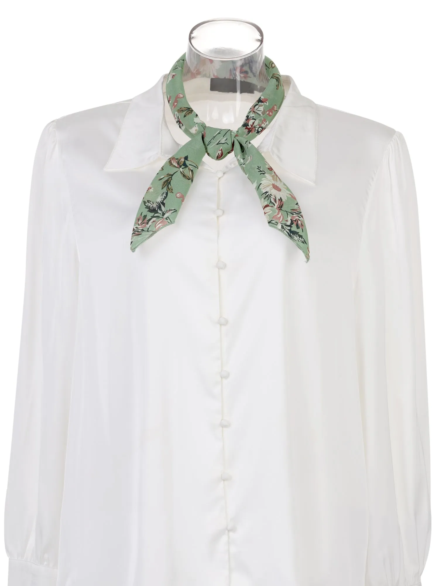 Chiffon Floral Print Square Kerchief Neck Scarf Neckerchief