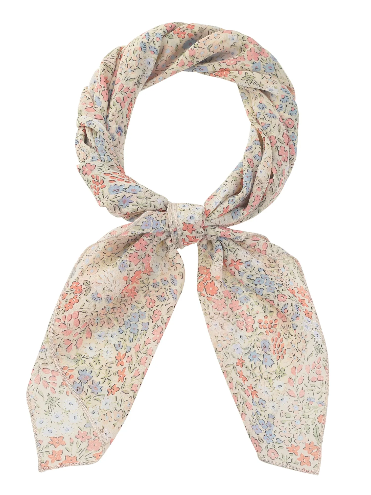 Chiffon Floral Print Square Kerchief Neck Scarf Neckerchief