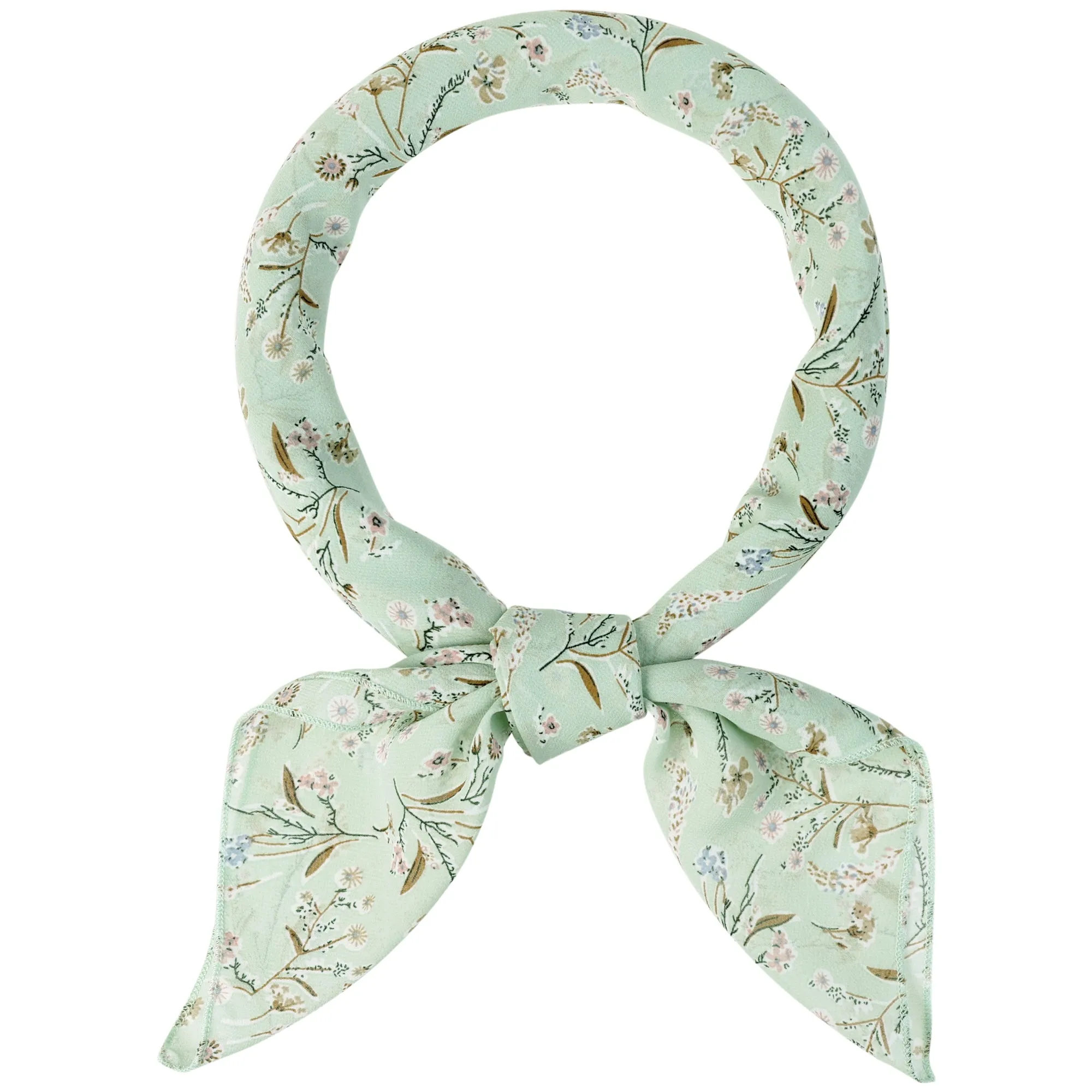 Chiffon Floral Print Square Kerchief Neck Scarf Neckerchief
