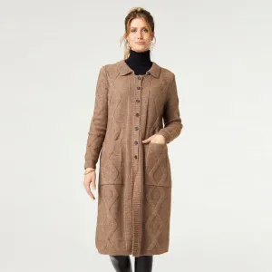 Diana Long Button Front Cardigan - Mushroom