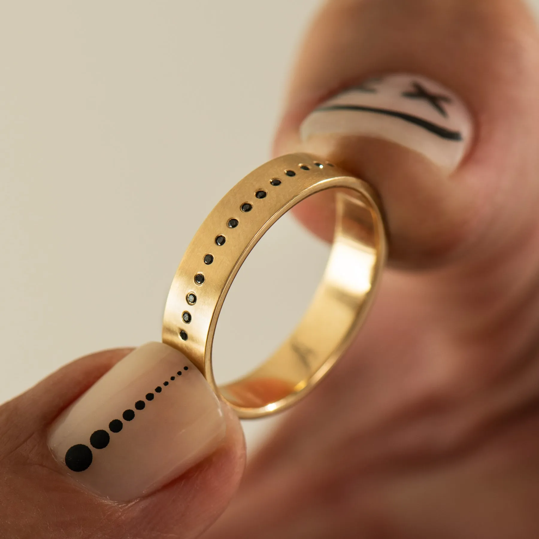Dice Unisex Black Diamond Wedding Band