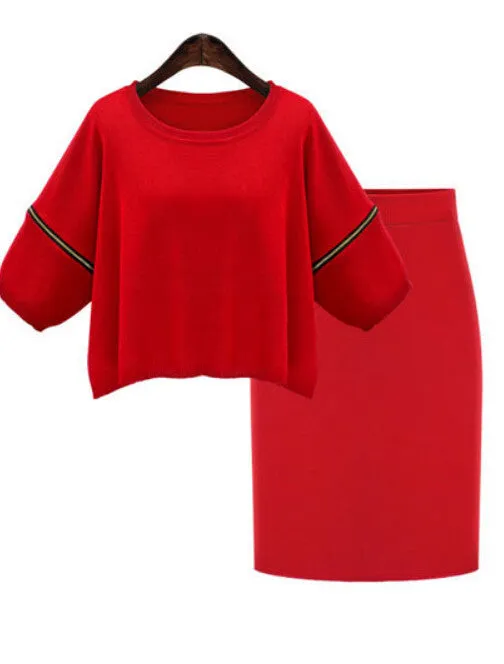 Elastic zipper design round neck sweaters SUIT DRESS