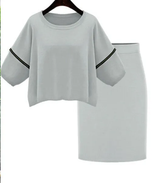 Elastic zipper design round neck sweaters SUIT DRESS