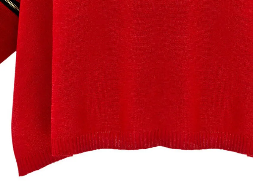 Elastic zipper design round neck sweaters SUIT DRESS