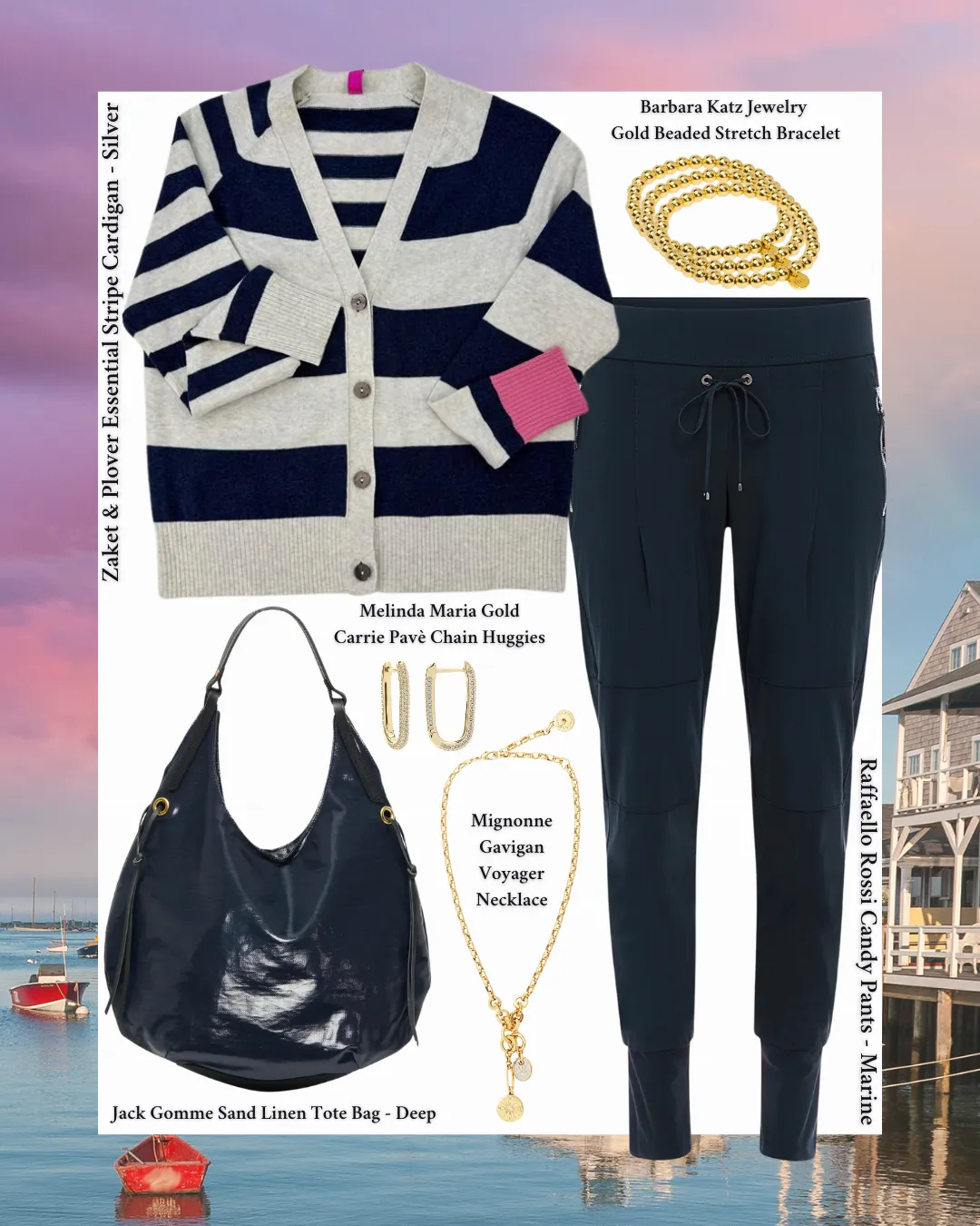 Essential Stripe Cardigan - Silver