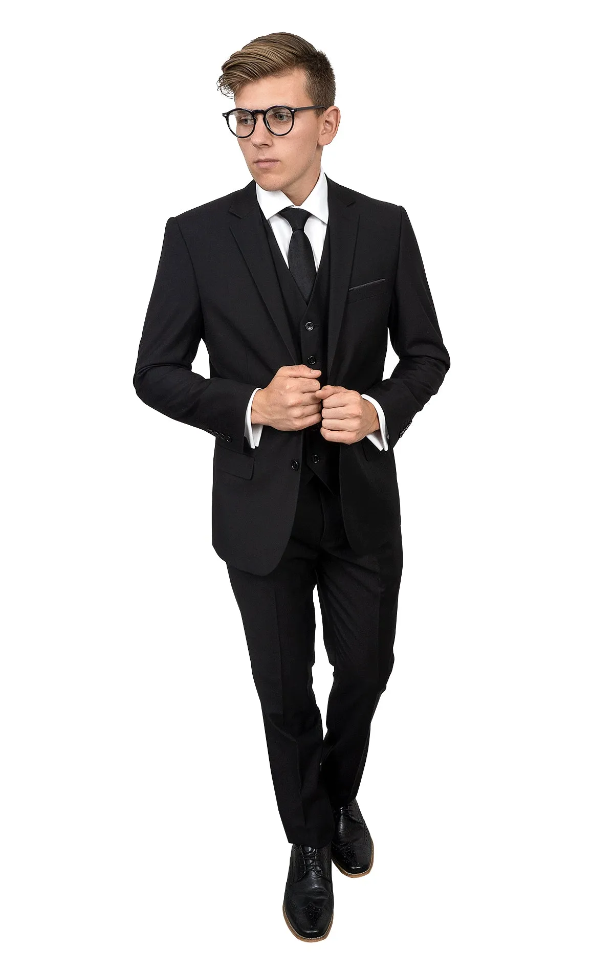 FLYNN BLACK SUPER SLIM FIT 3 PC SUIT