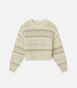 Frame Textured Stripe Sweater in Cream Multi