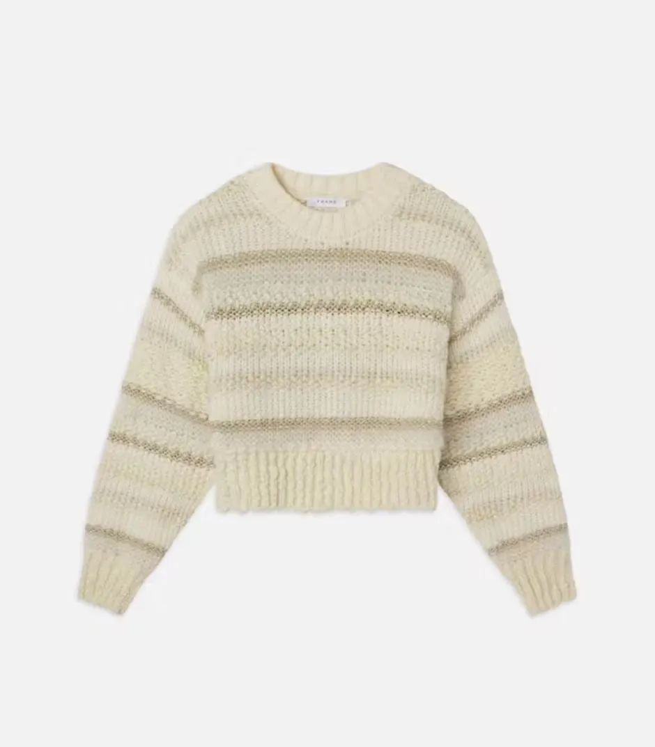 Frame Textured Stripe Sweater in Cream Multi