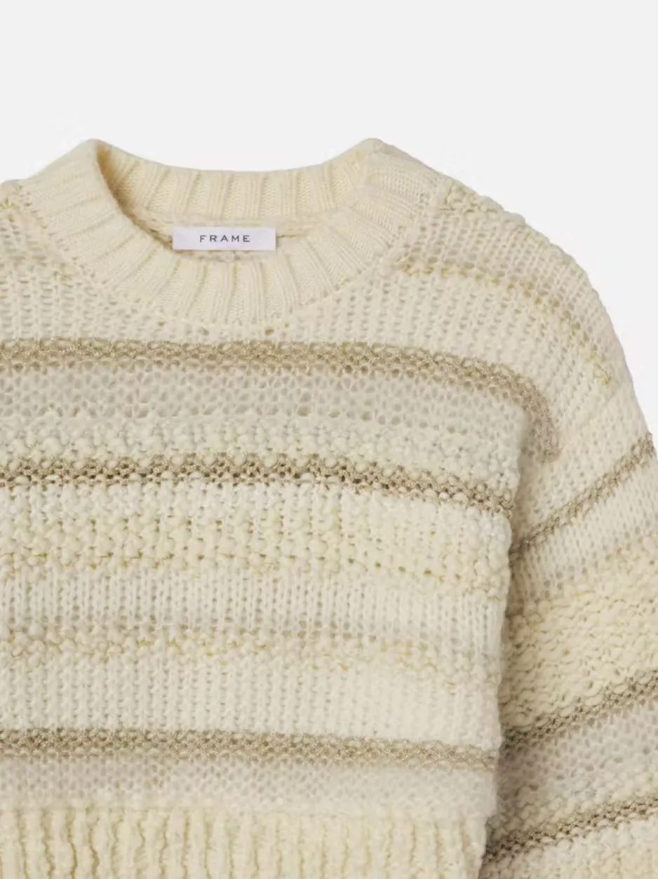 Frame Textured Stripe Sweater in Cream Multi
