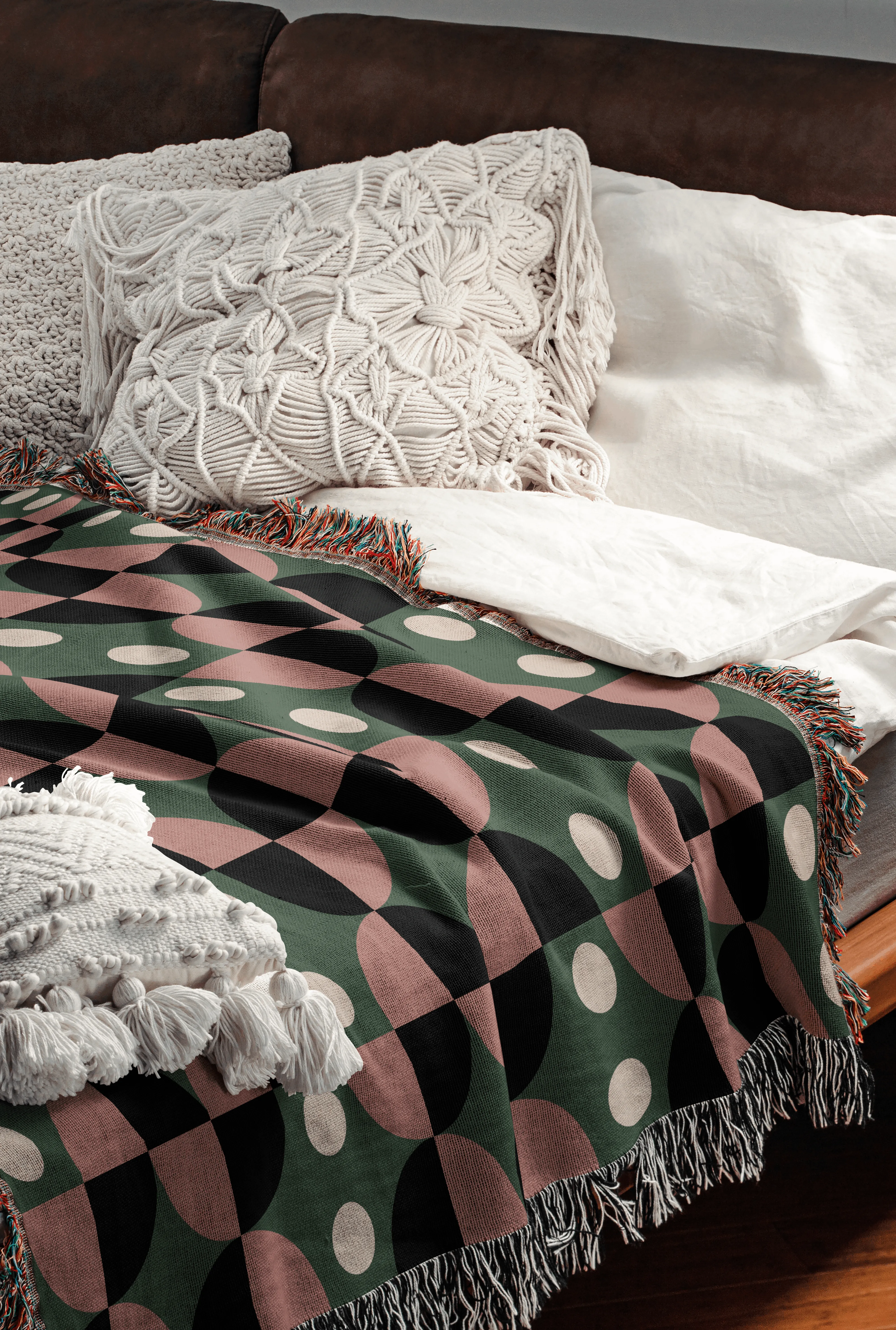 Geometric Harmony Woven Throw Blanket