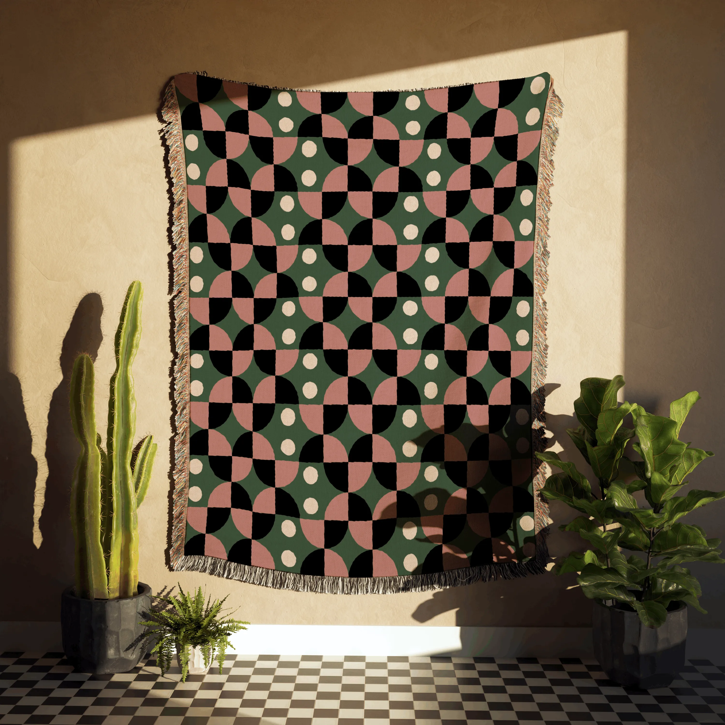 Geometric Harmony Woven Throw Blanket