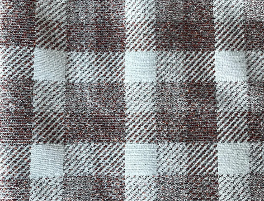 Handsome Paprika & Cream Checked Polyester Tweed