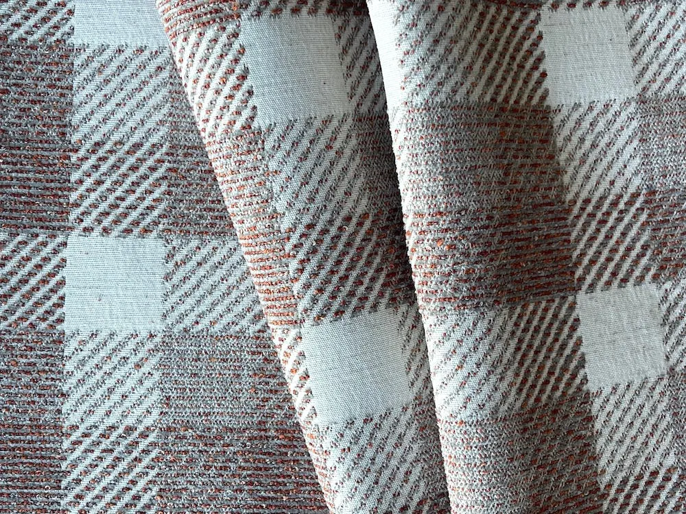 Handsome Paprika & Cream Checked Polyester Tweed