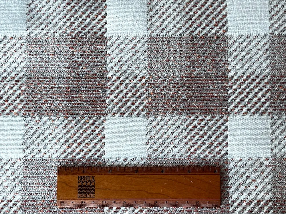 Handsome Paprika & Cream Checked Polyester Tweed