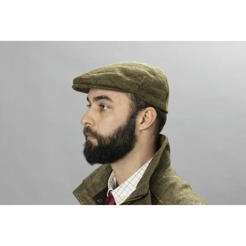 Harkila Kenmore Mens Tweed Flat Cap - Forest Green