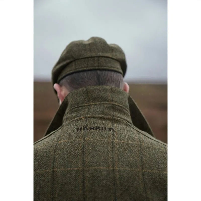 Harkila Kenmore Mens Tweed Flat Cap - Forest Green