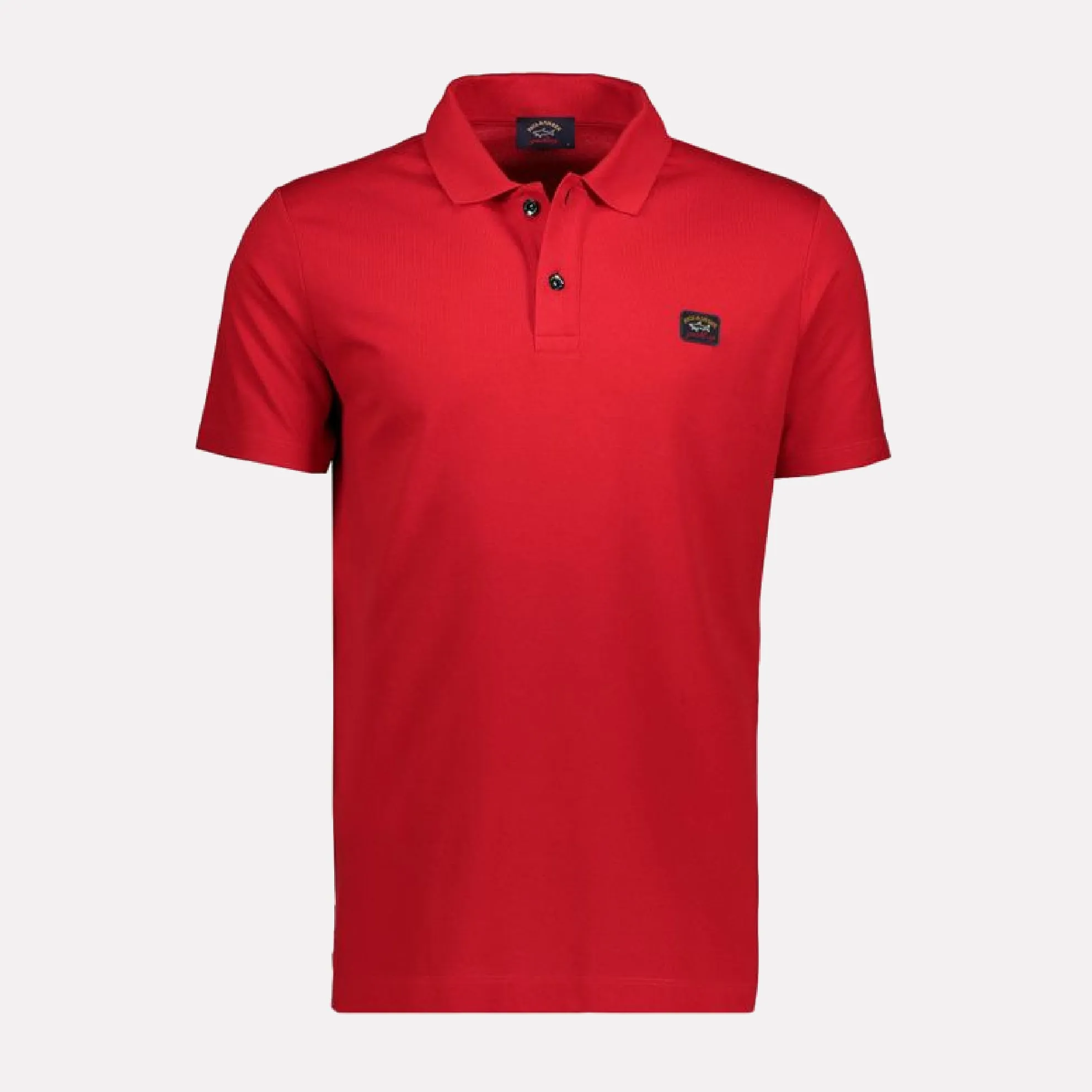 Heritage Logo Cotton Pique Polo Shirt with Open Sleeve / Red