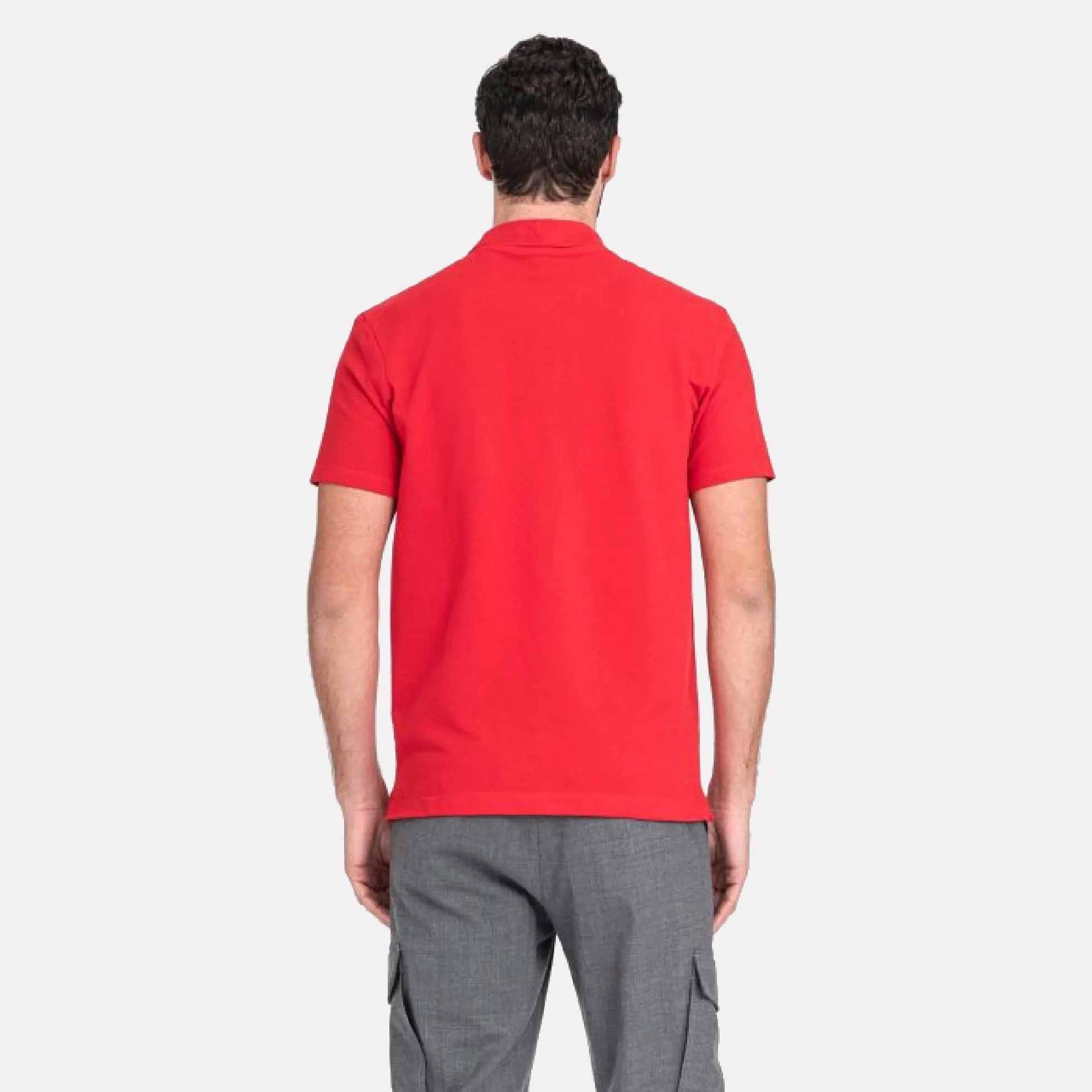 Heritage Logo Cotton Pique Polo Shirt with Open Sleeve / Red