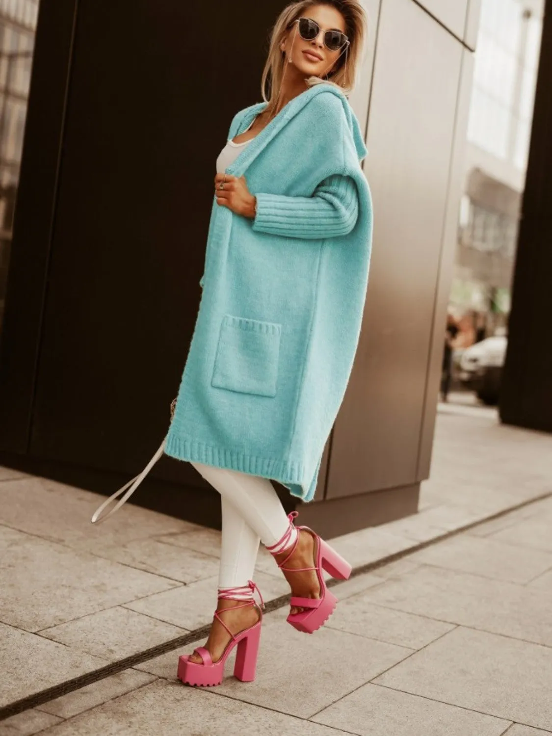 Hooded Maxi Cardigan Women's Graphic Open Sweater SIMPLY LIVE Petite and Plus Size Fashion