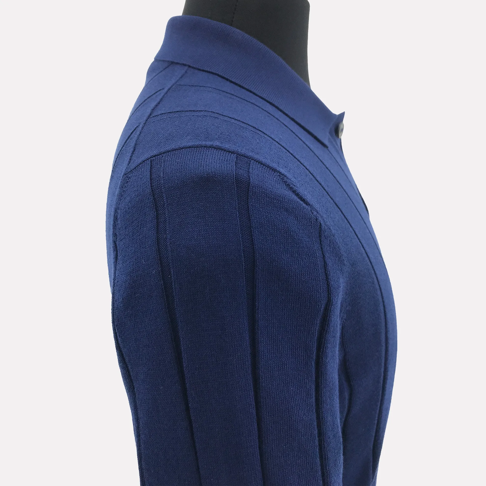 Italian Made Cotton Full Button Polo / Blue