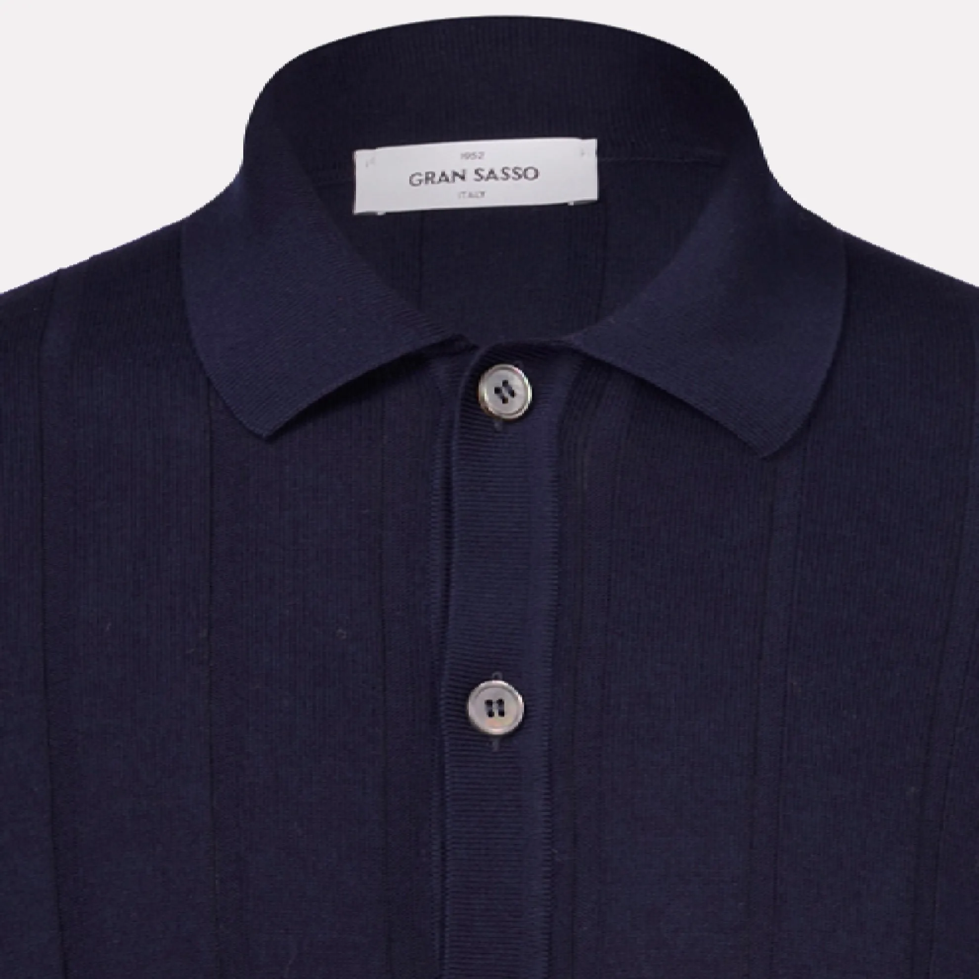 Italian Made Cotton Full Button Polo / Blue
